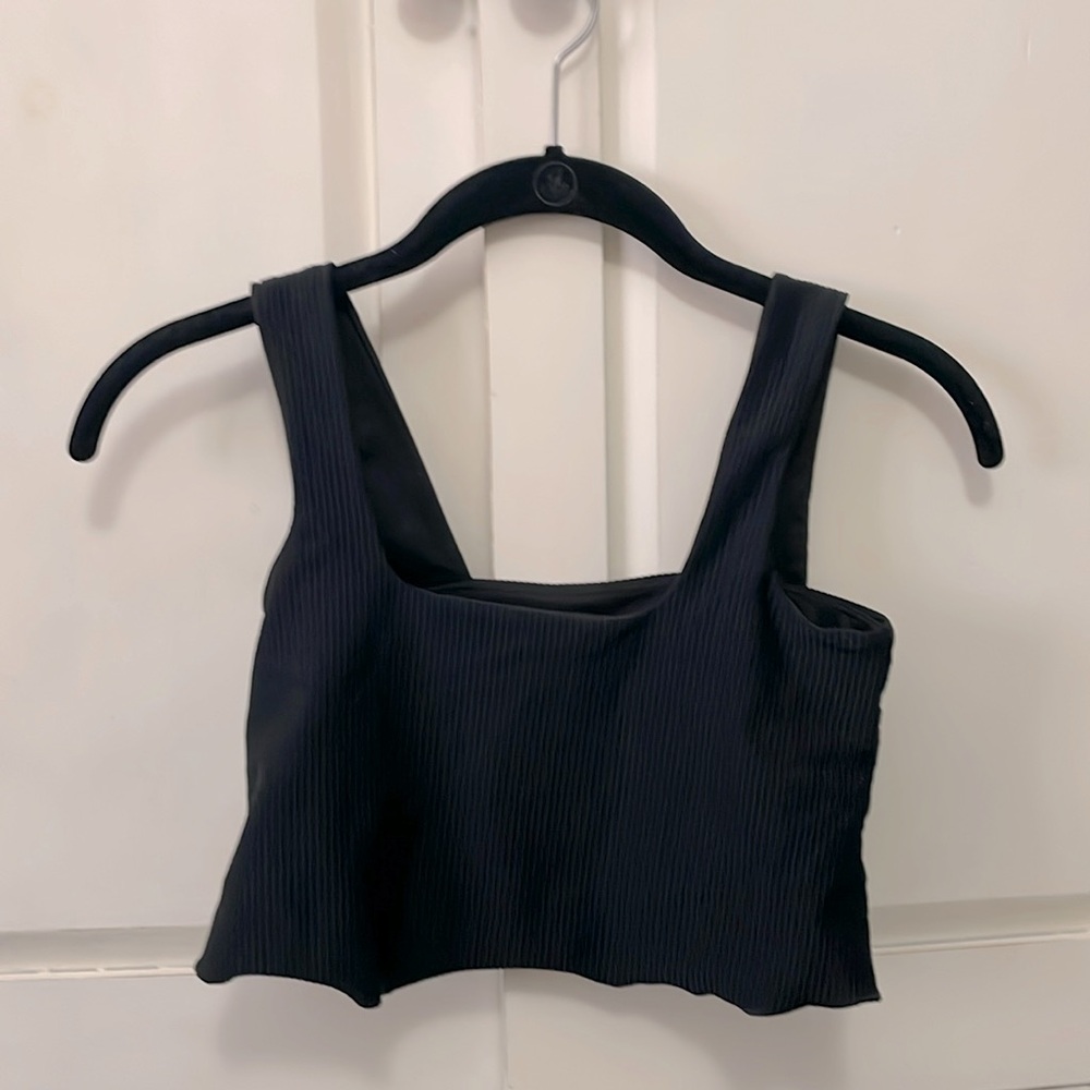 Five Dancewear black ribbed sports bra.  Small